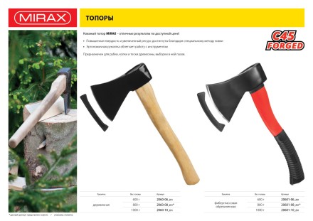 Топор MIRAX кованый с деревянной рукояткой, 600г 2060-06_z01 купить в Нижневартовске
