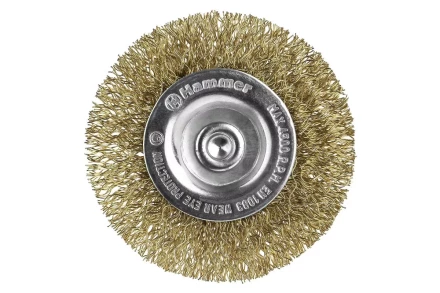 Кордщетка HAMMER плоская 63мм для дрели гофрированная латунированная сталь (207-206) купить в Нижневартовске