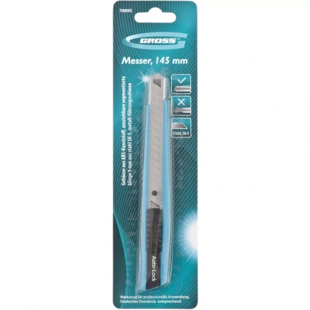 Нож 145 мм корпус ABS-пластик выдв. сегм. лезвие 9 мм SK-5 метал. направляющая GROSS 78895 купить в Нижневартовске