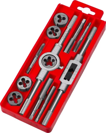 Набор ЗУБР "МАСТЕР" с металлореж. Инстр., метчики однопроходные и плашки М6-М12, оснастка - в пластиковом боксе, 12пред. 28121-H12 купить в Нижневартовске