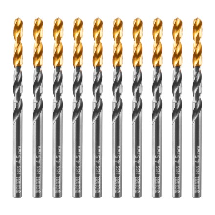 Сверло по металлу, 4,5 мм, HSS-Tin, Golden Tip, 10 шт. Denzel 717211 купить в Нижневартовске