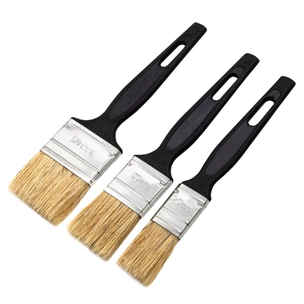 Набор кистей флейцевых 3 шт. (25 мм, 35 мм, 50 мм), натуральная щетина, пластиковая ручка Сибртех 82507 купить в Нижневартовске