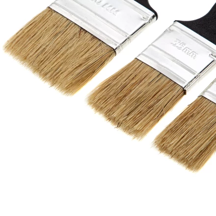 Набор кистей флейцевых 3 шт. (25 мм, 35 мм, 50 мм), натуральная щетина, пластиковая ручка Сибртех 82507 купить в Нижневартовске