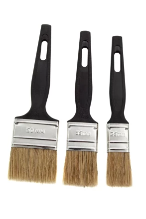 Набор кистей флейцевых 3 шт. (25 мм, 35 мм, 50 мм), натуральная щетина, пластиковая ручка Сибртех 82507 купить в Нижневартовске