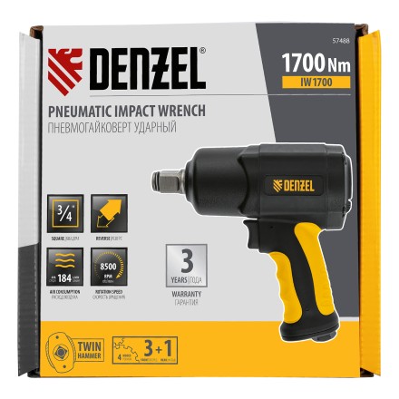 Ударный пневмогайковерт Denzel IW1700, 3/4&quot;, 8500 об/мин, 1700 Нм 57488 купить в Нижневартовске