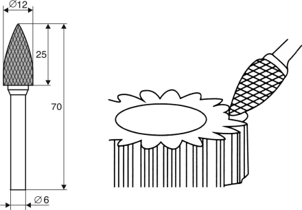 Борфреза Аркоподобная заостренная G 6х12 Энкор 21713 купить в Нижневартовске