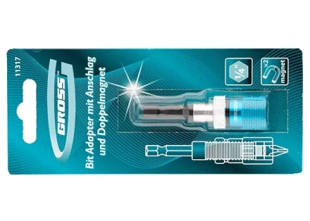 GROSS адаптер для бит с ограничителем и двойным магнитом, 1/4" 11317 купить в Нижневартовске