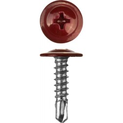 Саморезы ЗУБР с прессшайбой и сверлом по листовому металлу до 2мм, окрашенные в RAL-3005, PH2, 4,2х19мм, 450шт 300211-42-019-3005