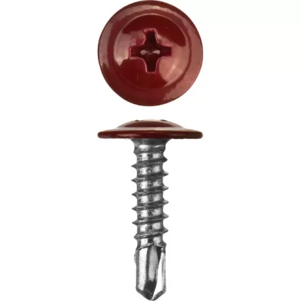 Саморезы ЗУБР с прессшайбой и сверлом по листовому металлу до 2мм, окрашенные в RAL-3005, PH2, 4,2х19мм, 450шт 300211-42-019-3005 купить в Нижневартовске