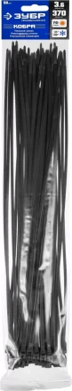 Кабельные стяжки черные КОБРА, с плоским замком, 3.6 х 370 мм, 50 шт, нейлоновые, ЗУБР 30935-36-370 купить в Нижневартовске