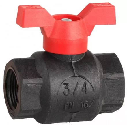 Кран шаровой ЗУБР полнопроходной "мама-мама", бабочка, пластиковый корпус, 3/4" 4-51523-P-3/4 купить в Нижневартовске