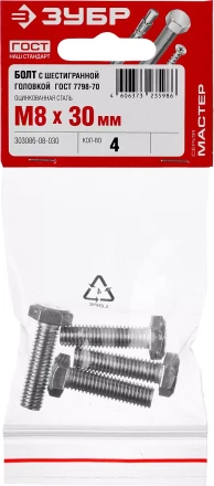 Болты ГОСТ 7798-70 (аналог DIN 933) с шестигранной головкой пакет серия МАСТЕР купить в Нижневартовске