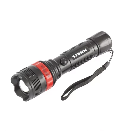 Фонарь бытовой пластик 3W LED ремешок зум 3 режима 100% - 50% - стробоскоп 3хААА Stern 90572 купить в Нижневартовске