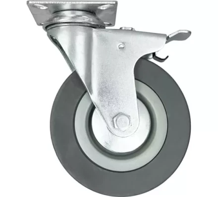 Аппаратное поворотное колесо с тормозом HITCH 100*25 резина серая SCgb42 (SZ084838) купить в Нижневартовске