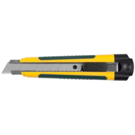 Нож с сегментированным лезвием, KRAFTOOL 09199, двухкомп корпус, автостоп, отсек для хранения запасных лезвий, 18мм 9199 купить в Нижневартовске