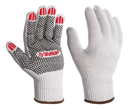 ЗУБР ОПТИМА, XL (10), х/б перчатки с ПВХ покрытием (точка), 10 класс (11440-XL) купить в Нижневартовске