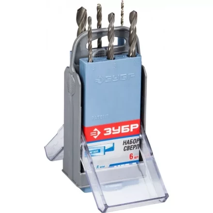 Набор ЗУБР ЗУБР "МАСТЕР": по металлу, цилиндр хвостовик, быстрорежущая сталь Р6М5, 2,3,4,5,6,8мм, 6шт в супер боксе 4-29621-H6-SB купить в Нижневартовске