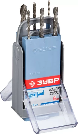 Набор ЗУБР ЗУБР "МАСТЕР": по металлу, цилиндр хвостовик, быстрорежущая сталь Р6М5, 2,3,4,5,6,8мм, 6шт в супер боксе 4-29621-H6-SB купить в Нижневартовске