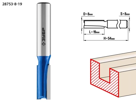 ЗУБР 8 x 19 мм, хвостовик 8 мм, фреза пазовая прямая, Профессионал (28753-8-19) купить в Нижневартовске