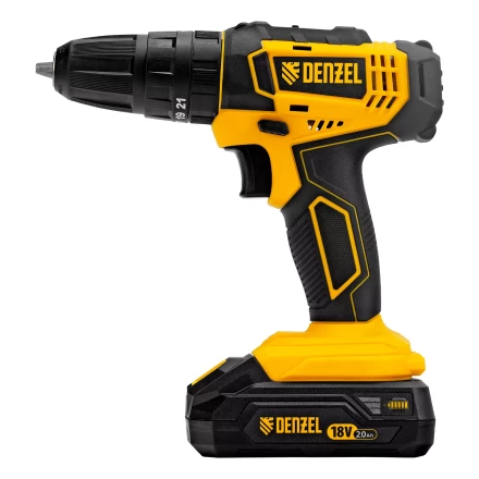 Дрель-шуруповерт аккумуляторная ударная Denzel CID-18-02BM, Li-Ion, 18 В, 2 акк. 26135 купить в Нижневартовске