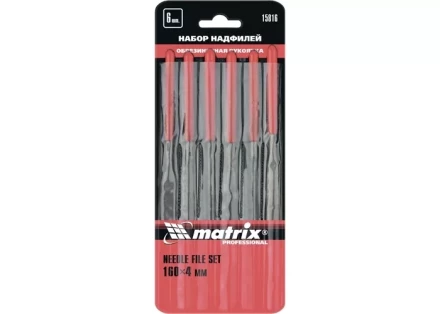 Набор надфилей 160 х 4мм 6 шт обрезиненные рукоятки MATRIX 15816 купить в Нижневартовске
