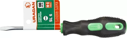Отвертка URAGAN c двухкомпонентной рукояткой, SL6,0 x 100мм 25075-06-10_z01 купить в Нижневартовске