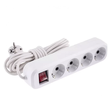 Удлинитель бытовой с заземлением и выключателем 5 м 4 розетки 10 A серия УХз10 Denzel 95978 купить в Нижневартовске