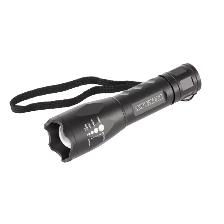Фонарь 3 W CREE LED зум 3 режима 100% - 50% - стробоскоп ремешок 160 Лм 200 м 3хААА Stern 90581 купить в Нижневартовске