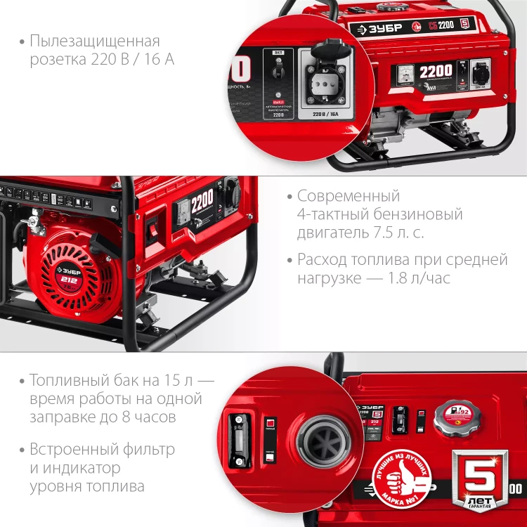 ЗУБР 2200 Вт, бензиновый генератор (СБ-2200) купить в Нижневартовске
