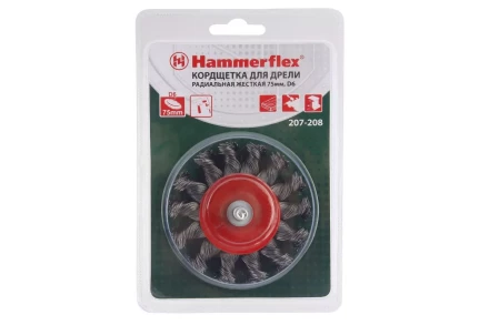 Кордщетка HAMMER плоская 75мм для дрели витая сталь (207-208) купить в Нижневартовске