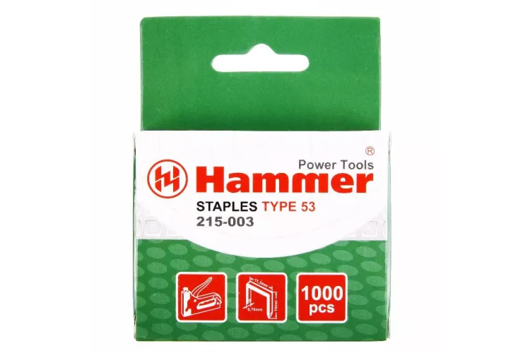 Скобы для степлера HAMMER 215-003 14мм, тип 53, 1000 шт. купить в Нижневартовске