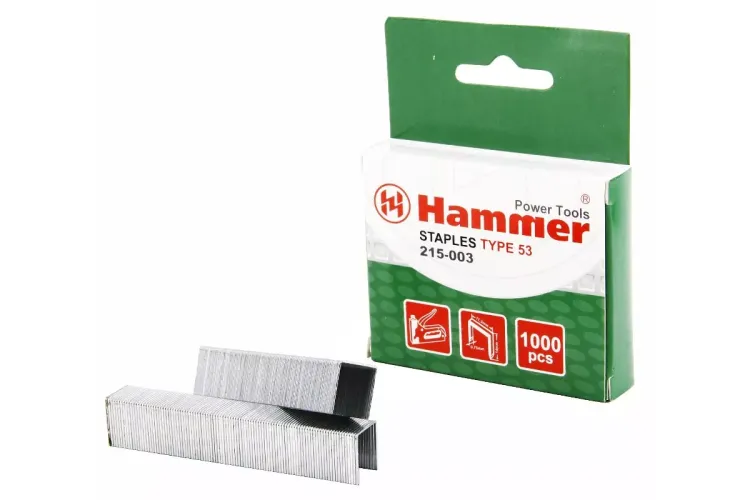 Скобы для степлера HAMMER 215-003 14мм, тип 53, 1000 шт. купить в Нижневартовске