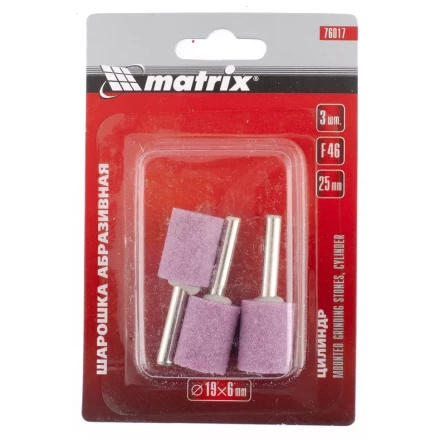 Шарошка абразивная цилиндр 19 x 25 x 6 мм F46 3 штуки MATRIX 76017 купить в Нижневартовске