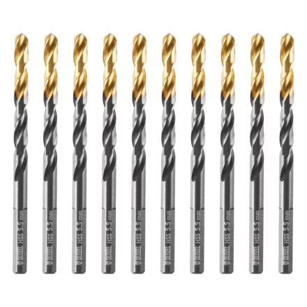 Сверло по металлу, 5,5 мм, HSS-Tin, Golden Tip, 10 шт. Denzel 717214 купить в Нижневартовске