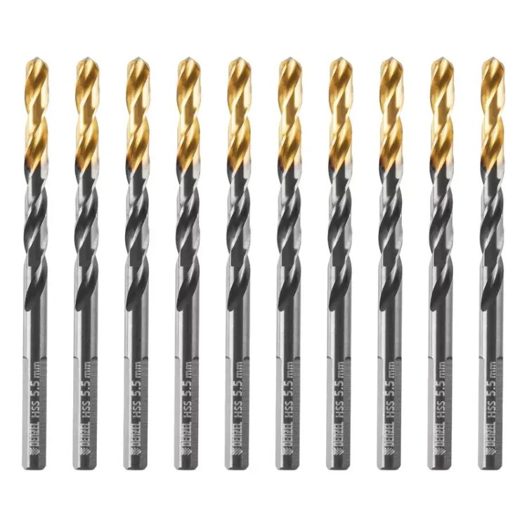 Сверло по металлу, 5,5 мм, HSS-Tin, Golden Tip, 10 шт. Denzel 717214 купить в Нижневартовске
