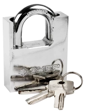 Замок ЗУБР "ЭКСПЕРТ" навесной, стальной корпус, закаленная дужка, с дополнительной защитой, 60мм 37223-60 купить в Нижневартовске