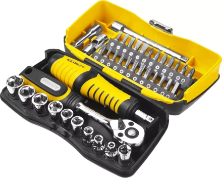 Набор STAYER "PROFESSIONAL": Биты и торцовые головки с трещеткой и воротком, 39 предметов 25135-H39 купить в Нижневартовске