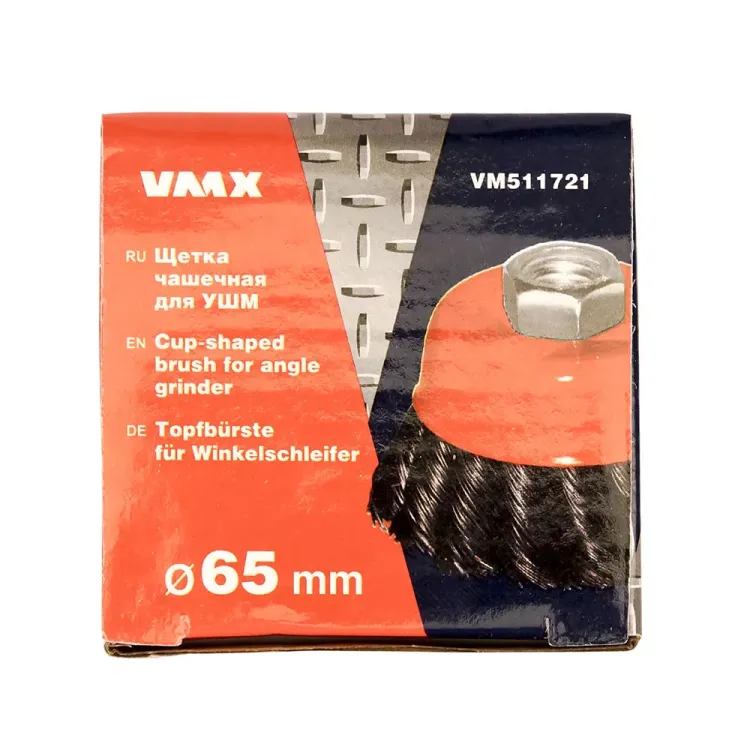 Щетка для УШМ М14/65 мм чашечная сталь витая VMX 511721 купить в Нижневартовске