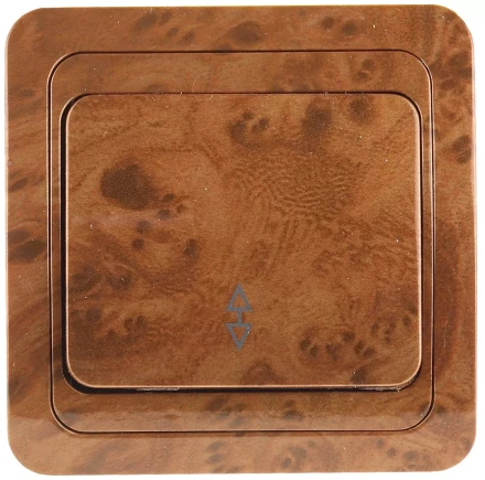 Выключатель СВЕТОЗАР "ГАММА" проходной, одноклавишный, цвет орех, 10A/~250B SV-54137-N купить в Нижневартовске