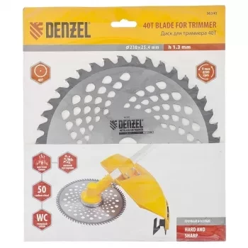 Диск для триммера 230 х 25,4 толщина 1,3 мм 40 зубьев DENZEL 96340 купить в Нижневартовске