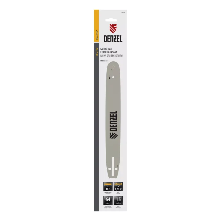 Шина для бензопилы DGS-4516P, длина 40 см (16"), шаг 0,325", паз 1,5 мм, 64 звена Denzel купить в Нижневартовске