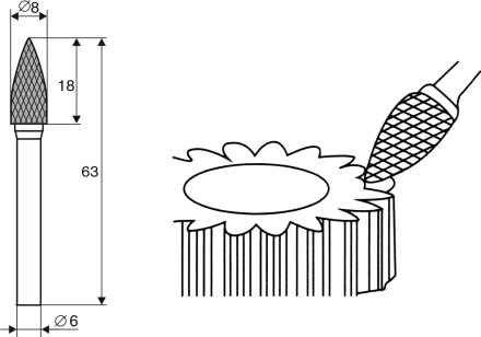 Борфреза Аркоподобная заостренная G 6х8 Энкор 21711 купить в Нижневартовске