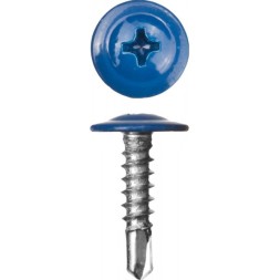 Саморезы ЗУБР с прессшайбой и сверлом по листовому металлу до 2мм, окрашенные в RAL-5005, PH2, 4,2х16мм, 500шт 300211-42-016-5005