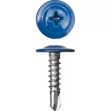 Саморезы ЗУБР с прессшайбой и сверлом по листовому металлу до 2мм, окрашенные в RAL-5005, PH2, 4,2х16мм, 500шт 300211-42-016-5005 купить в Нижневартовске