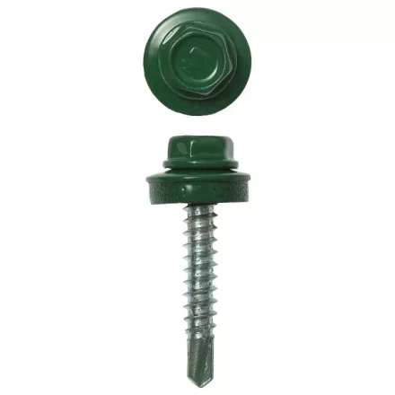 Саморезы ЗУБР &quot;ПРОФЕССИОНАЛ&quot; окраш., RAL 6002 зелен. лист, для крепл. кров. матер. к дерев. обреш., 4.8x29мм, 400шт 4-300315-48-029-6002 купить в Нижневартовске