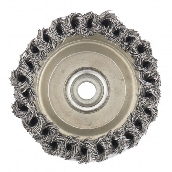 Щетка для УШМ Heavy Duty, 100 мм, М14, &quot;чашка&quot;, крученая металлическая проволока  MATRIX 74672 купить в Нижневартовске
