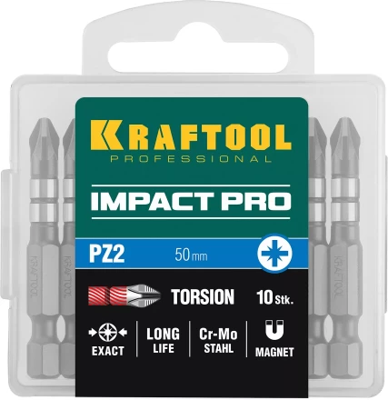Биты для ударных шуруповертов KRAFTOOL Impact Pro PZ 26193-2-50-S10 купить в Нижневартовске