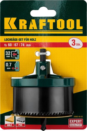 Пила сегментная наборная KRAFTOOL по дереву, 3 полотна: 60-67-74x32 мм 29582-H3-32 купить в Нижневартовске