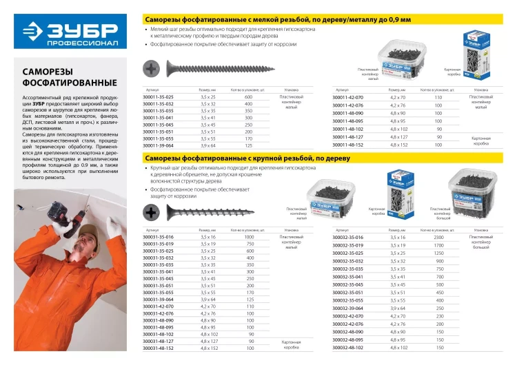 Саморезы СГД гипсокартон-дерево коробка серия ПРОФЕССИОНАЛ 300035-35-019 купить в Нижневартовске