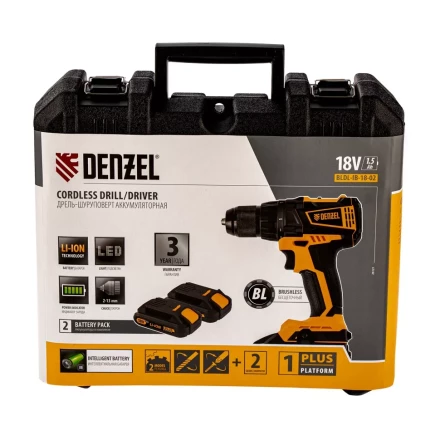Дрель-шуруповерт аккумуляторная BLDL-IB-18-02 Denzel 26121 купить в Нижневартовске
